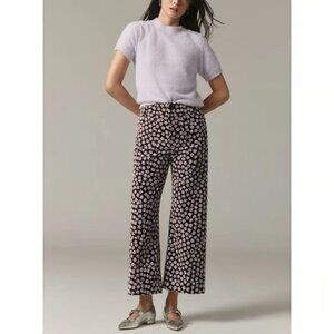 Anthropologie The Colette Velvet Stars Crop Wide-Leg Pants by Maeve Size 31